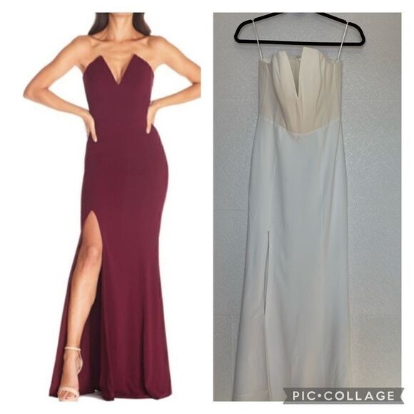 DRESS the Population Fernanda Strapless Evening Gown WHITE S - Picture 1 of 5